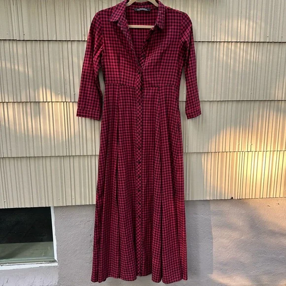 Zara | Dresses | Zara Checkered Flannel Aline Full Length Dress | Poshmark